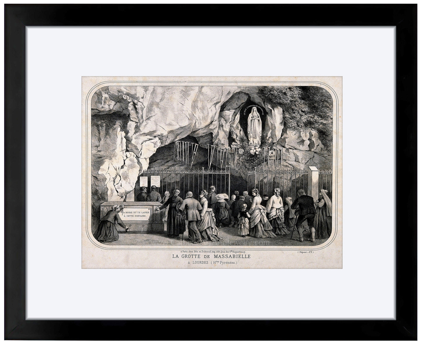Lourdes Grotto – 3 Sizes – Catholic Art Print – Catholic Gift