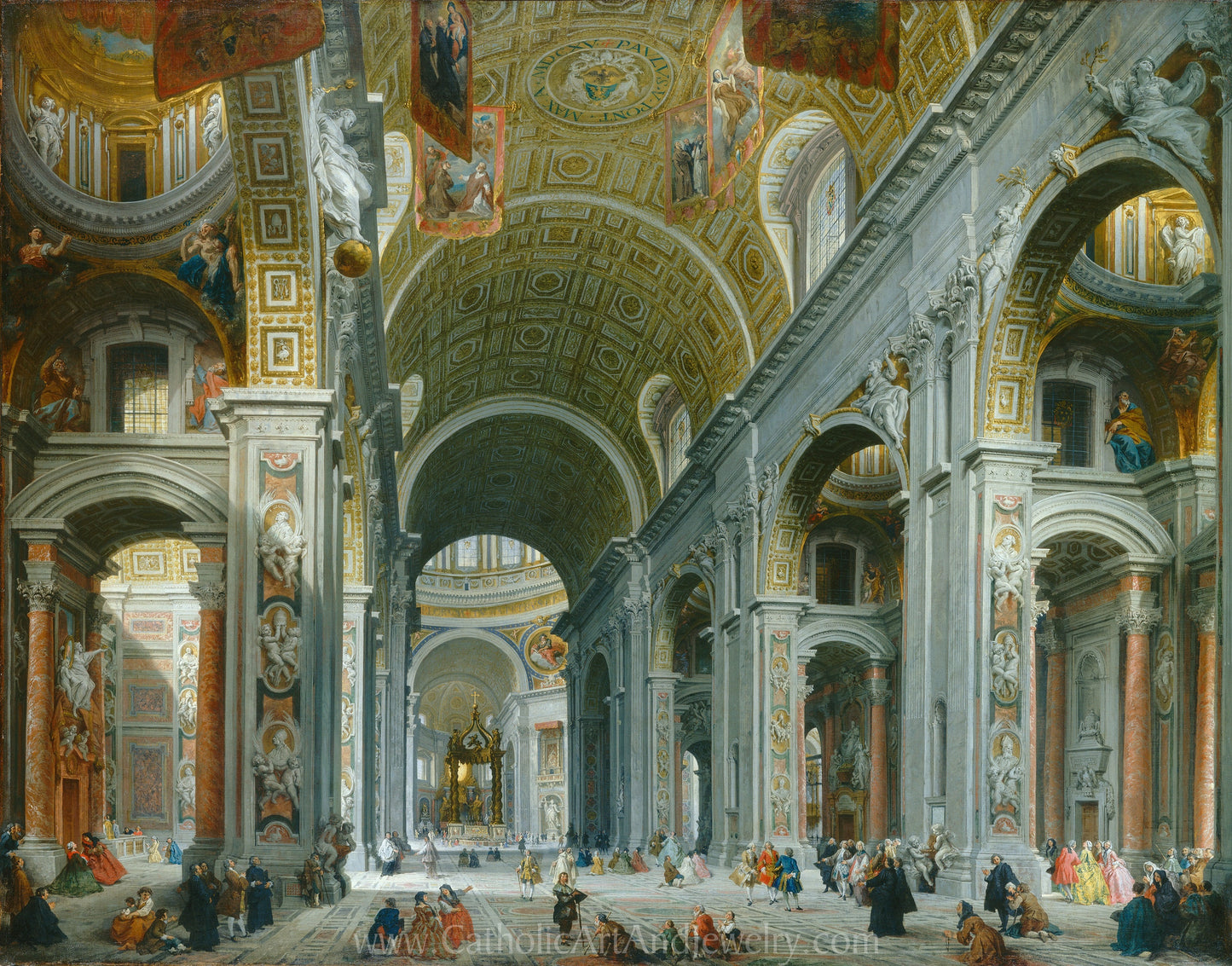 Interior of Saint Peter’s Basilica in Rome – 3 sizes – Giovanni Paolo Panini– Catholic Art Print