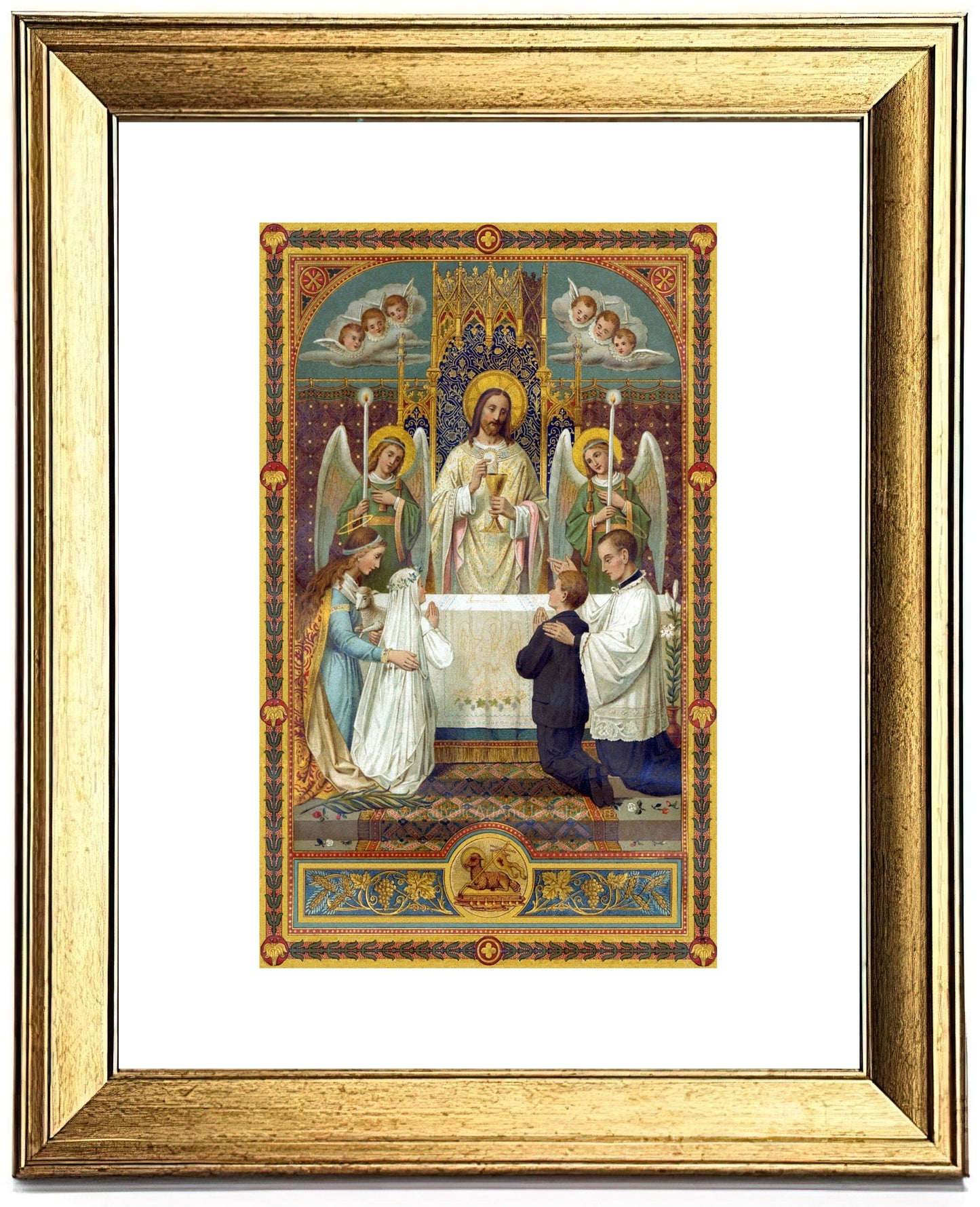 First Communion / Jesus Gives Eucharist – Based on Vintage Holy Card – Catholic Art Print – Communion Gift – Archival Quality