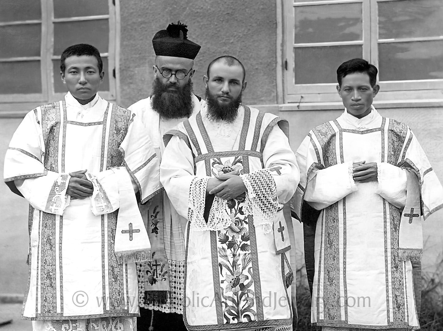 St. Maximilian Kolbe with Priests in Nagasaki, Japan – Exclusive Restored Photo – 3 sizes – Catholic Art Print – Archival – Catholic Gift