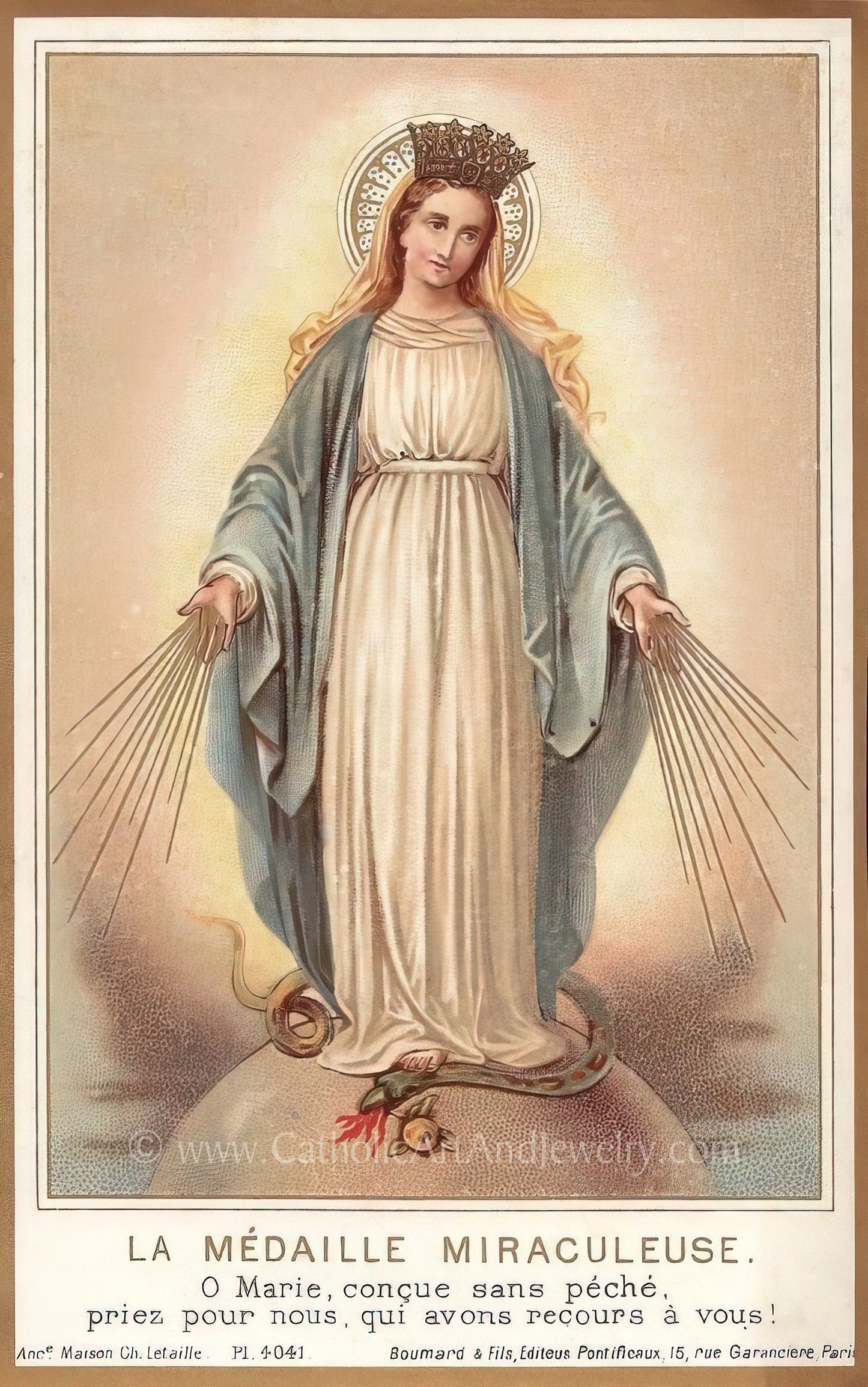 Miraculous Medal – based on a Vintage Holy Card – Catholic Art Print – Archival Quality