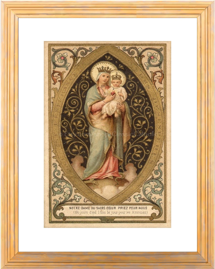Our Lady of the Sacred Heart – based on a Vintage French Holy Card – C ...