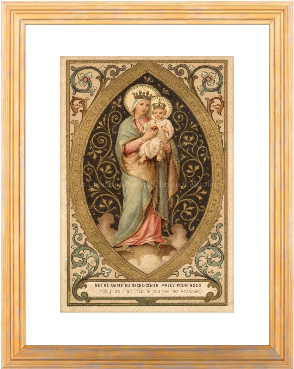 Our Lady of the Sacred Heart – based on a Vintage French Holy Card – C ...