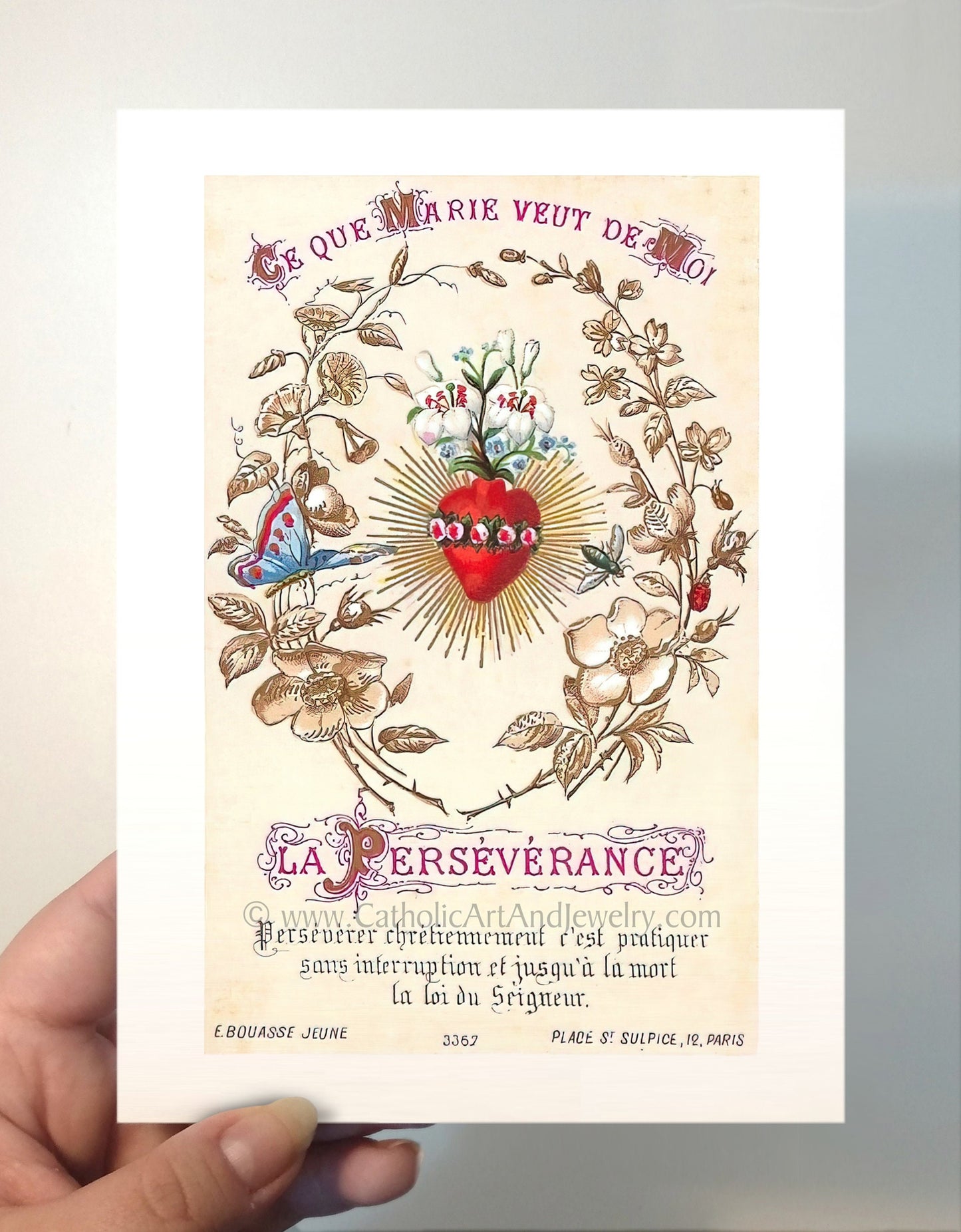 Perseverance – Based on a Vintage French Holy Card – Catholic Art