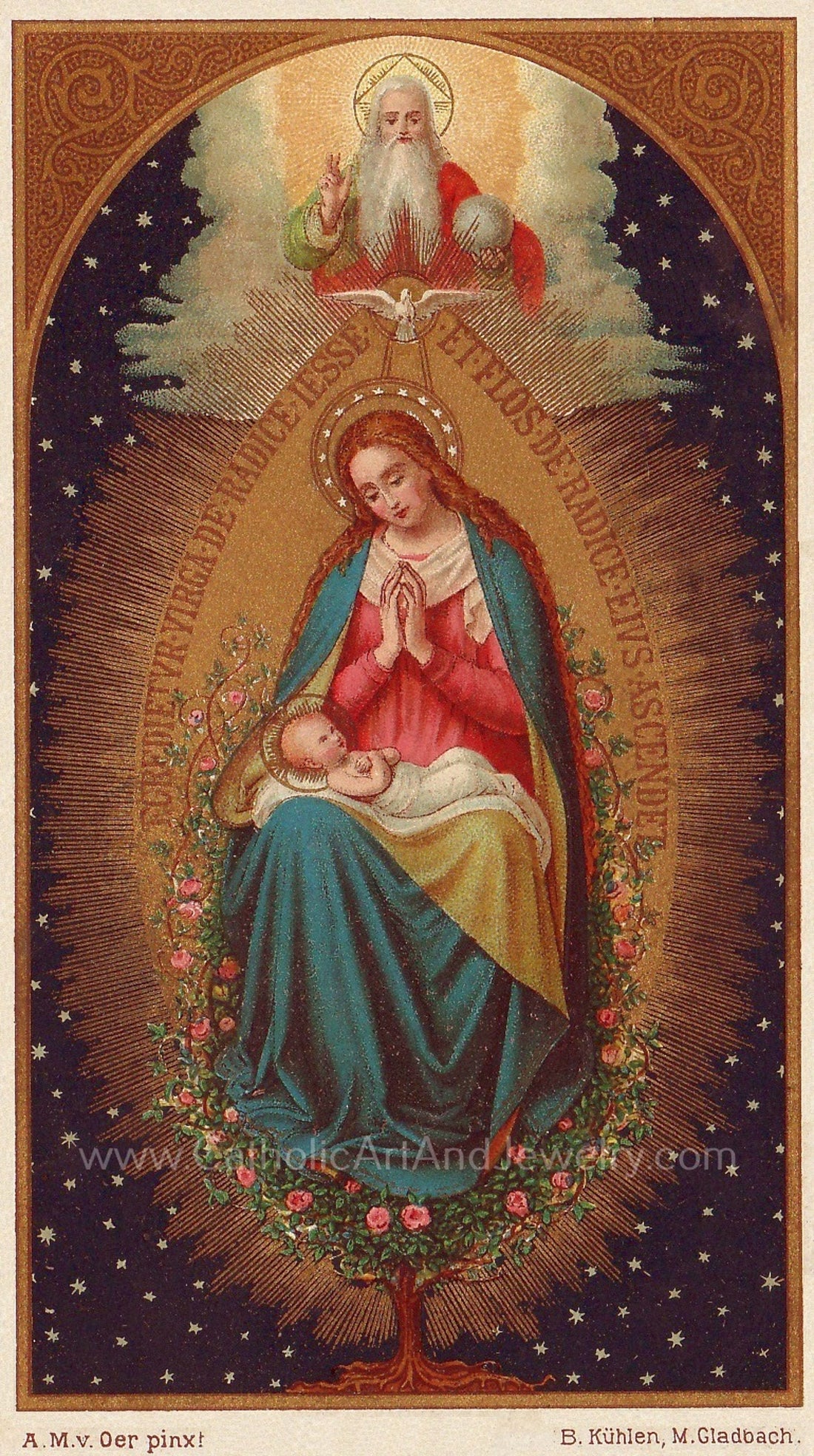Tree of Jesse with Mary and Jesus – based on a Vintage Holy Card – Cat ...
