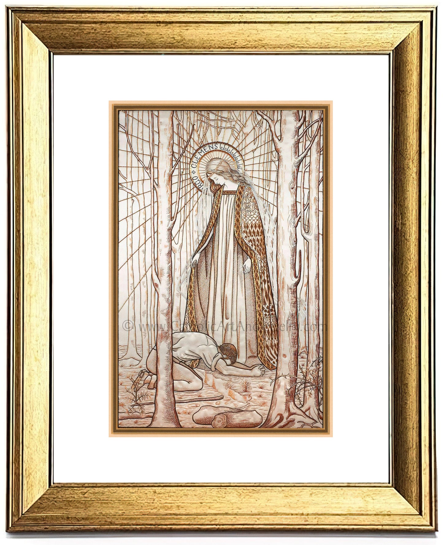 Virgin Most Merciful – Virgo Clemens – Embroidery Print – Vintage Catholic Art Print – Litany of Loreto
