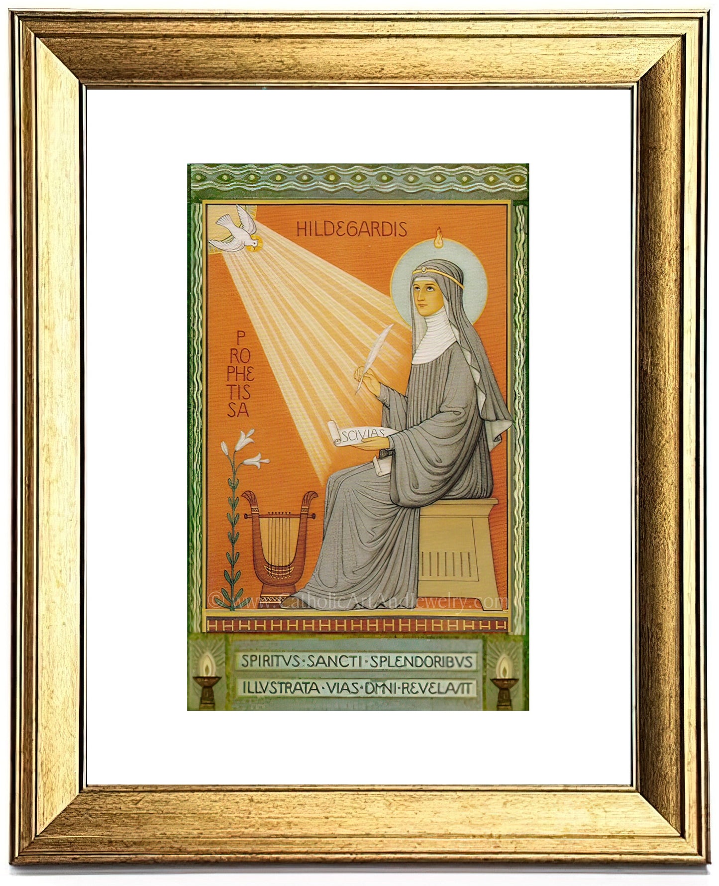 Hildegard of Bingen – Based on a Vintage Holy Card– Catholic Art Print