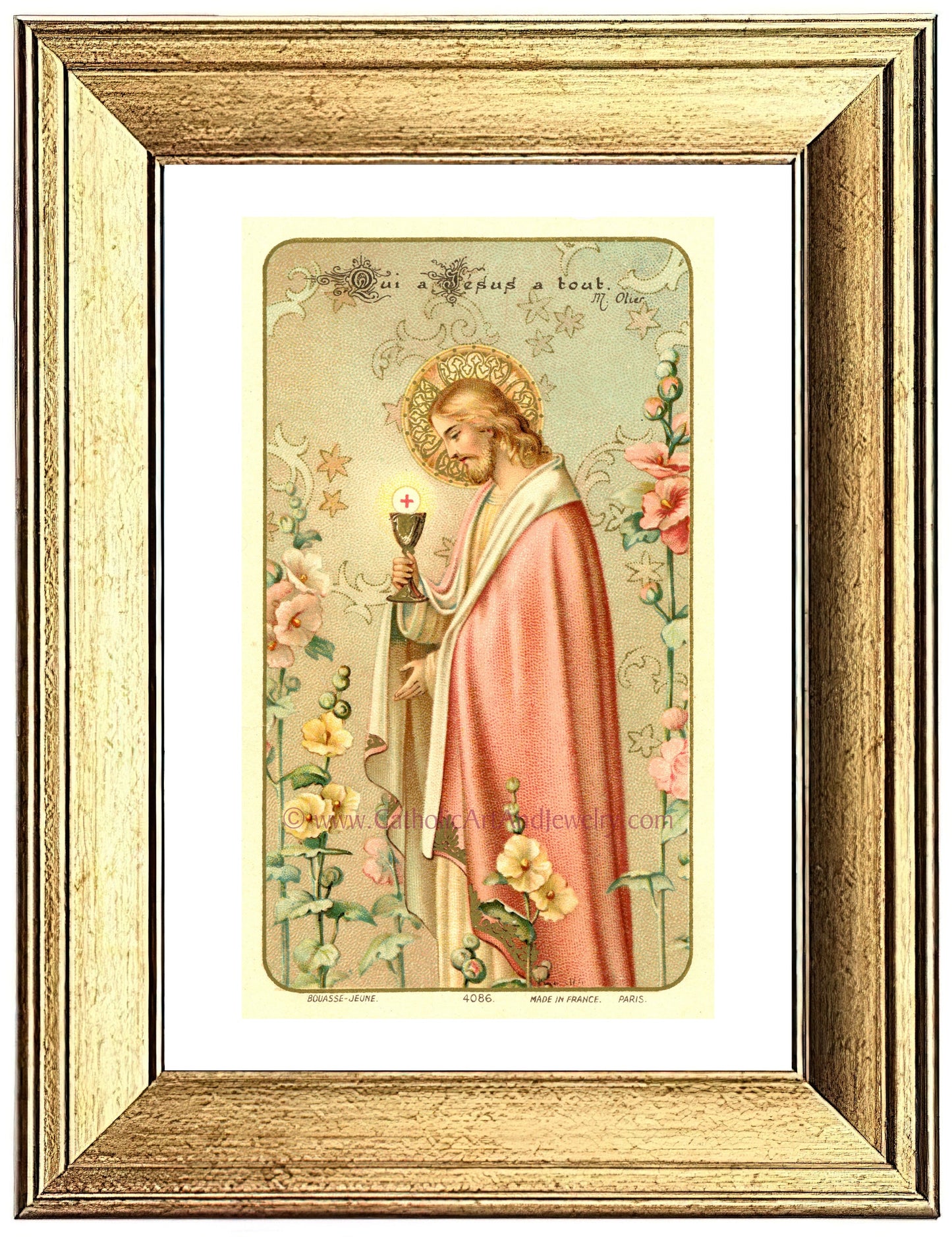 Jesus Holding the Eucharist– Bouasse-Jeune / First Communion Gift / Vintage Catholic Art Print – Archival Quality – Catholic Wall Art