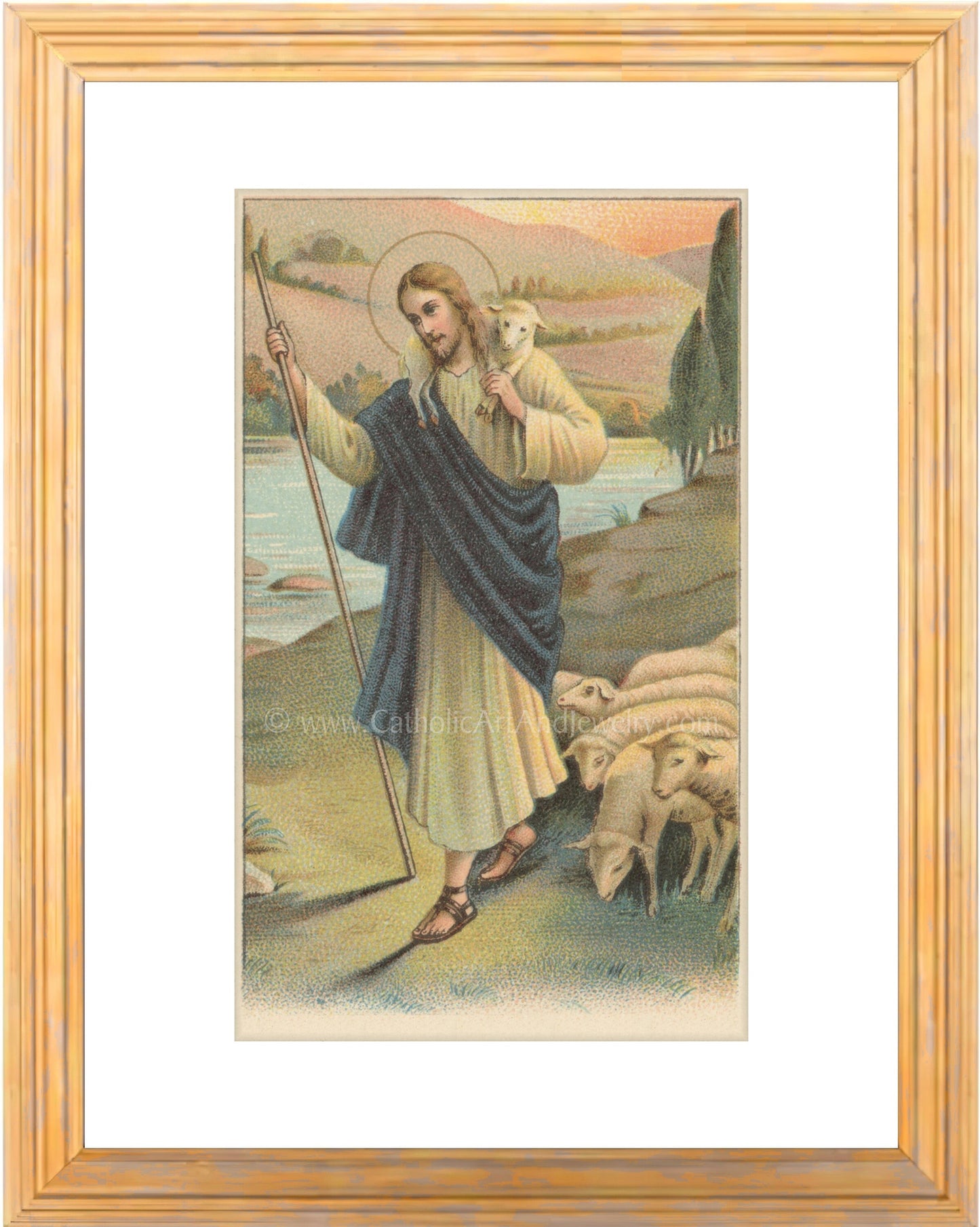 The Good Shepherd – based on a Vintage Prayer Card – Christian Art Print– Christian Gift