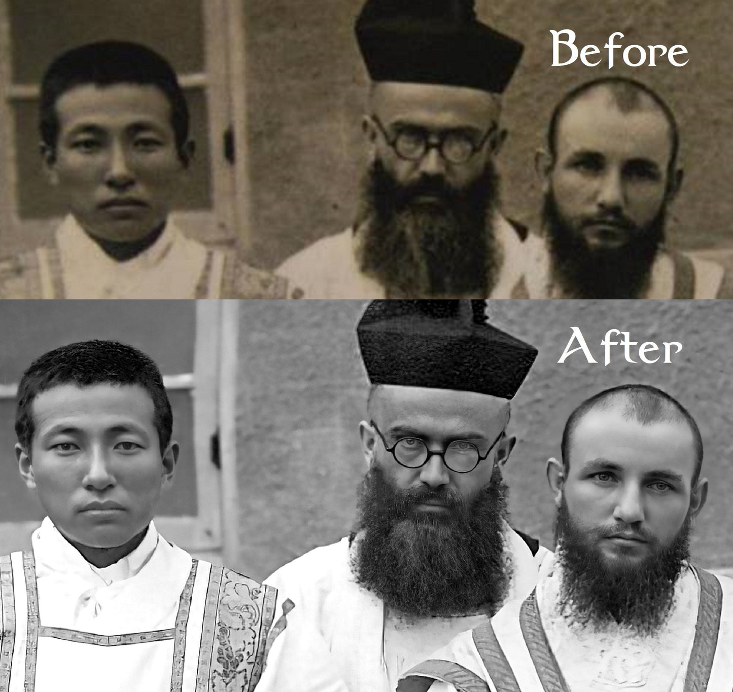 St. Maximilian Kolbe with Priests in Nagasaki, Japan – Exclusive Restored Photo – 3 sizes – Catholic Art Print – Archival – Catholic Gift