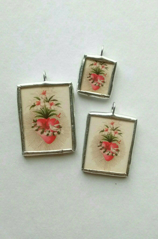 Immaculate Heart of Mary Vintage Image Pendant
