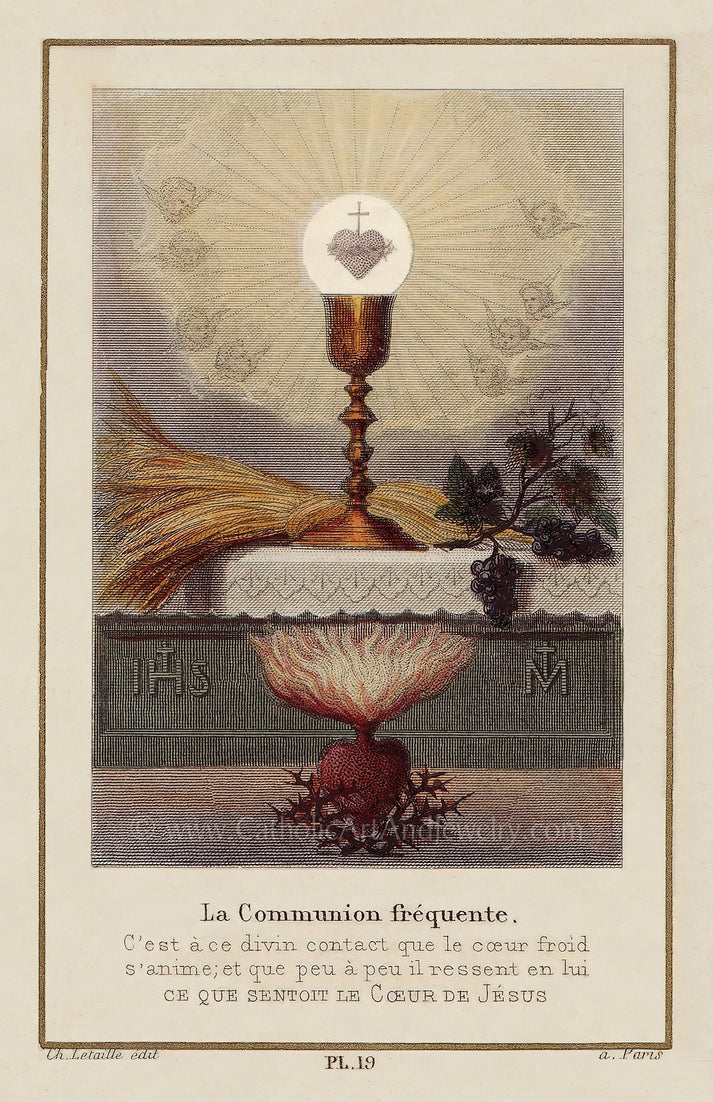 Frequent Communion – Eucharist Art – Based on Vintage Holy Card – Cath ...