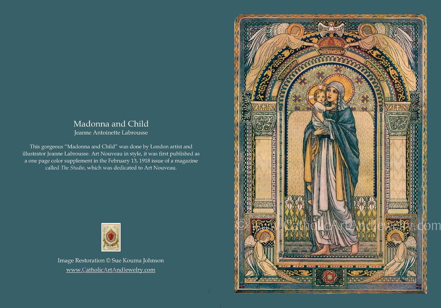 Greeting Card / Christmas Card – Madonna and Child – 5x7" – With Envelope – 1 / 10 / 50 / 100 – by Jeanne Antoinette Labrousse