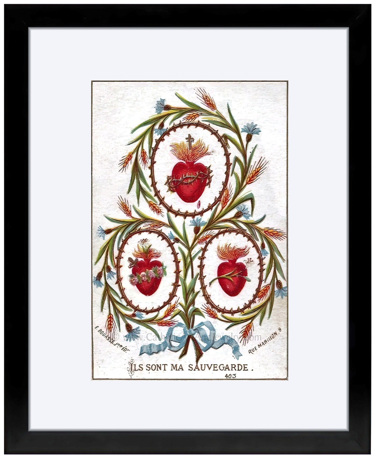 Hearts of the Holy Family – They Are My Safegaurd – Including the Chaste Heart of St. Joseph – based on a Vintage French Holy Card