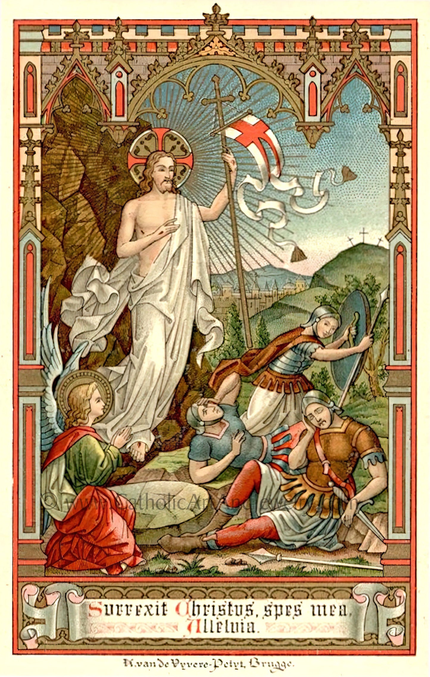 Resurrection of Christ – based on a Vintage Holy Card – Catholic Art Print – Archival Quality