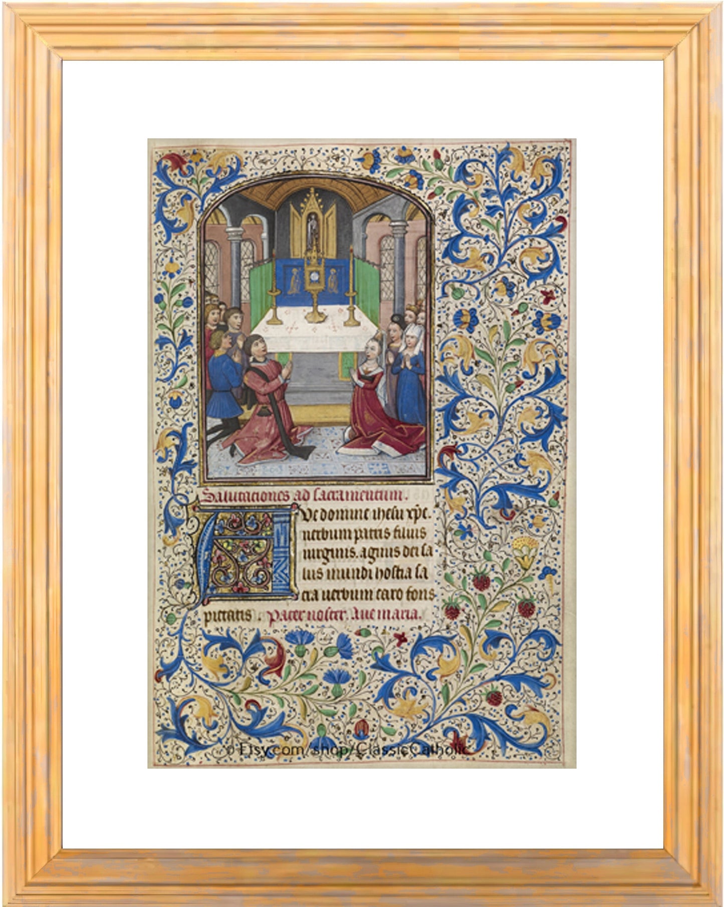 Illuminated Manuscript -- The Adoration of the Eucharist. – Medieval Catholic Art Print – Willem Vrelant- Archival Quality