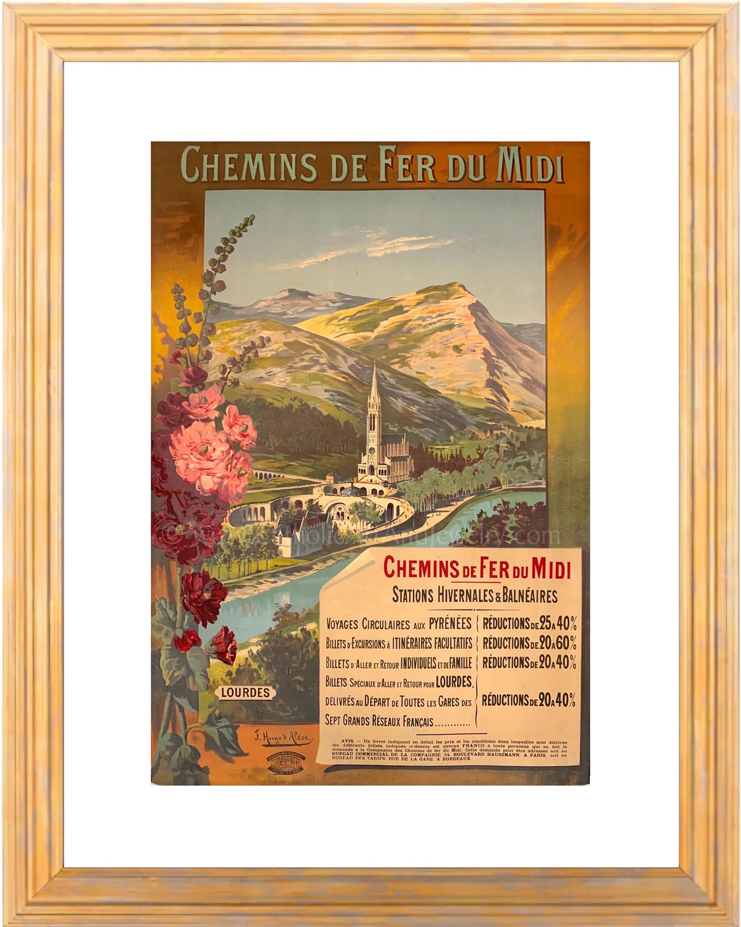 Lourdes Travel Poster – based on a Vintage French Travel Poster – Catholic Art Print