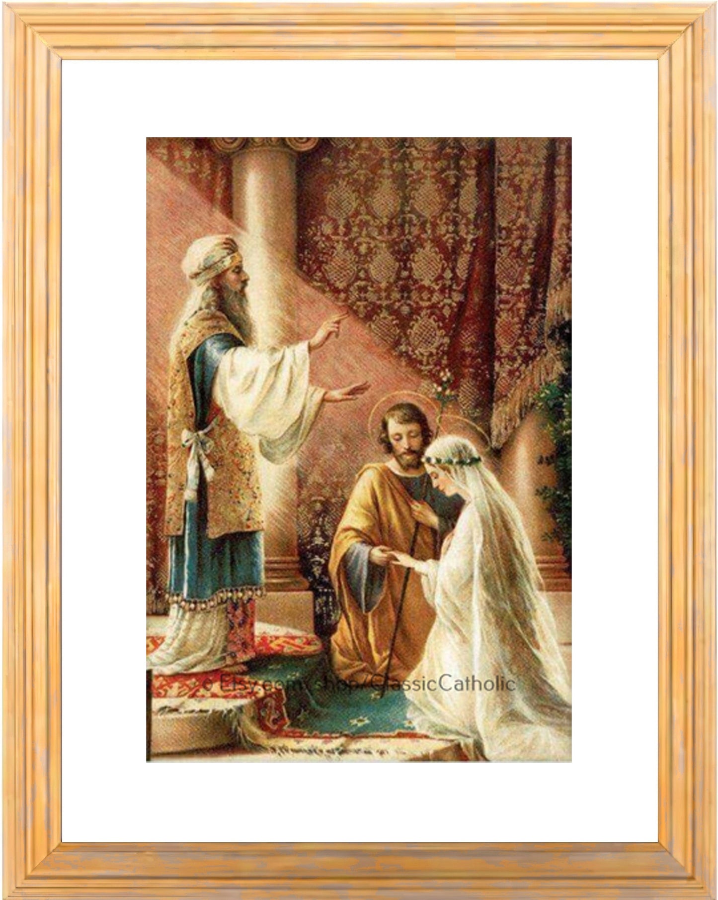 Wedding of Joseph and Mary – 3 Sizes – Wedding Gift/Anniversary Gift – based on a Vintage Holy Card – Catholic Art Print – Archival Quality