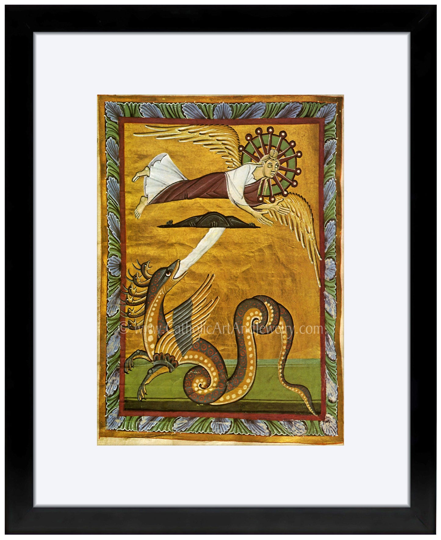 Hildegard of Bingen –"Angel and Dragon" – Catholic Art Print – Mystic Visions – Archival Quality – Catholic Gift – Medieval –Angel