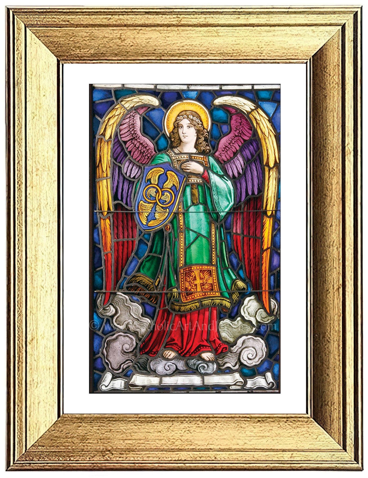 Archangel Michael – based on a Vintage Stained Glass Window – Catholic Art Print