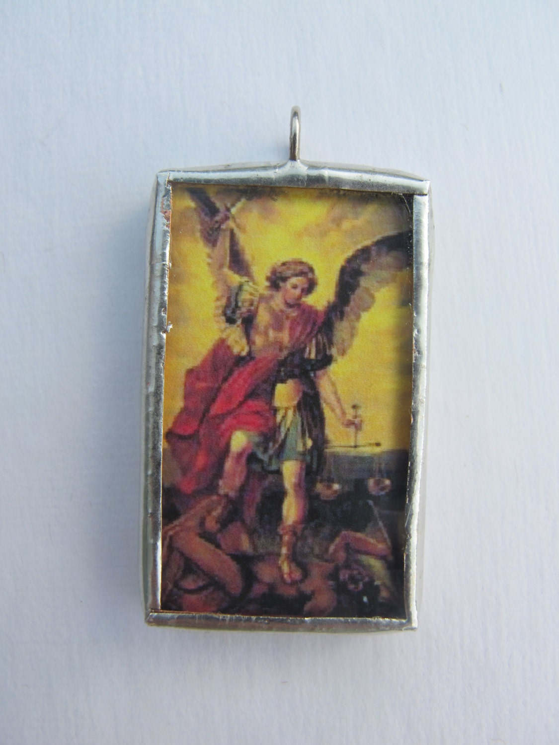 Saint Michael the Archangel - Catholic Angel Gift - Solder and Glass Medal - Boys Confirmation
