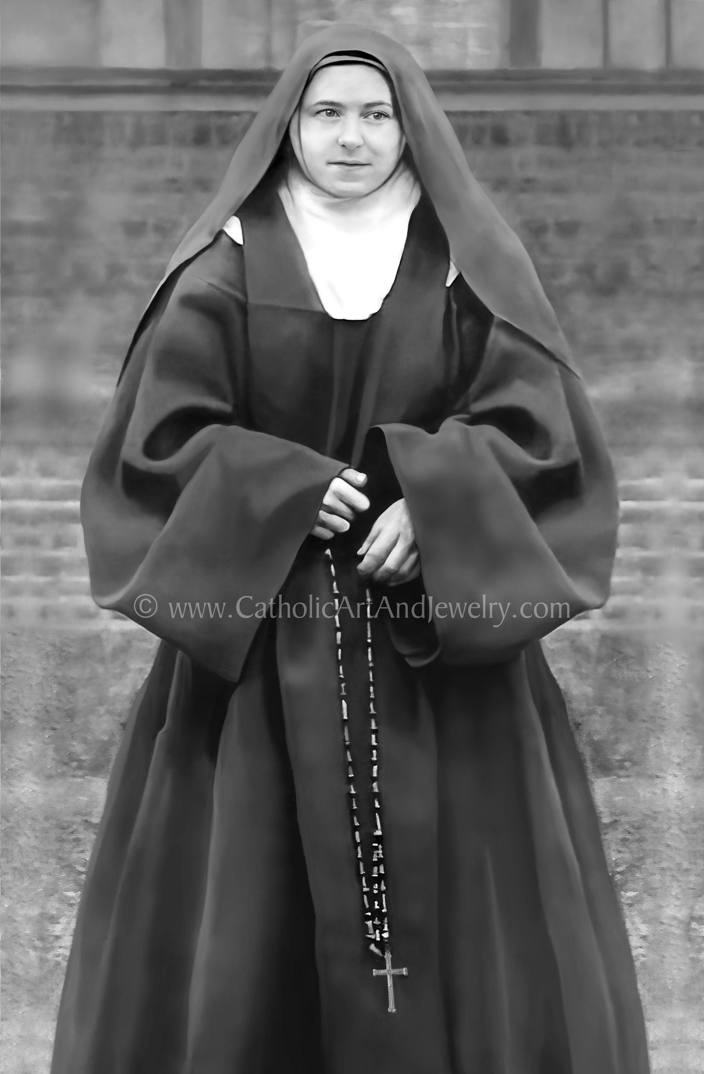 St. Therese with Rosary –Restored! Exclusive Photo Restoration – Catholic Art Print – Catholic Gift