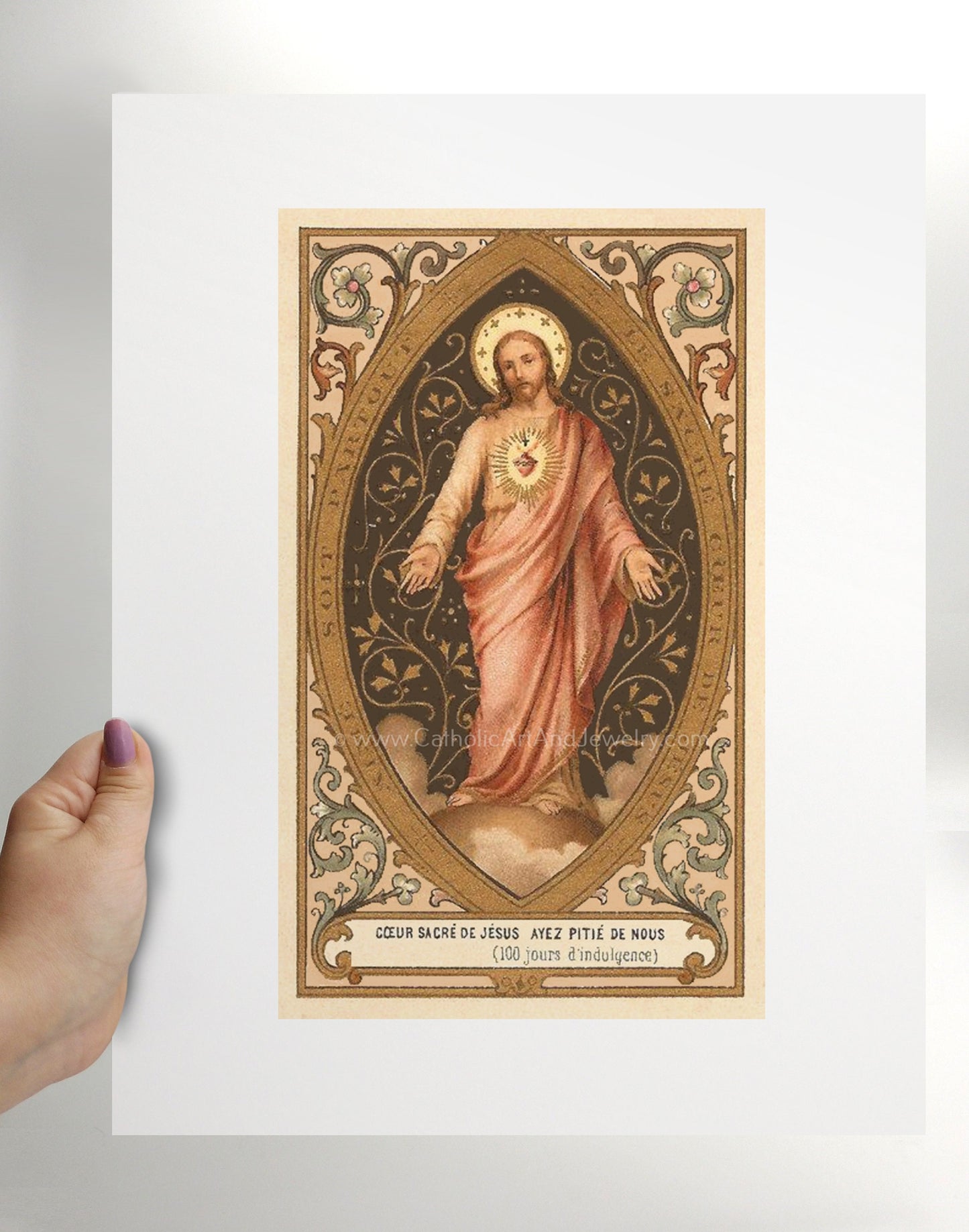 Sacred Heart of Jesus – based on a Vintage French Holy Card – Catholic Art Print – Archival Quality