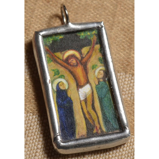 CRUCIFIXION OF CHRIST—Catholic Jewelry—Holy Medal—Hand Made Pendant or Ornament