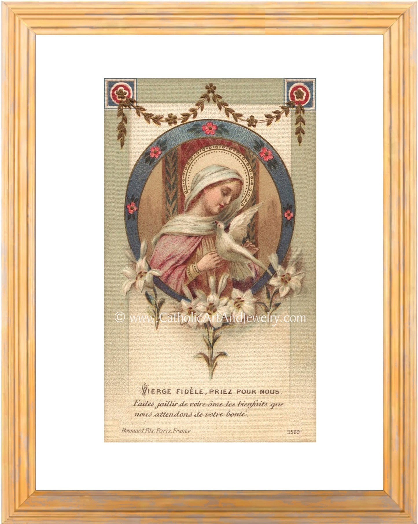 Faithful Virgin Mary, Pray for Us– based on a Vintage French Holy Card – Catholic Art Print – Catholic Gift – Communion Gift
