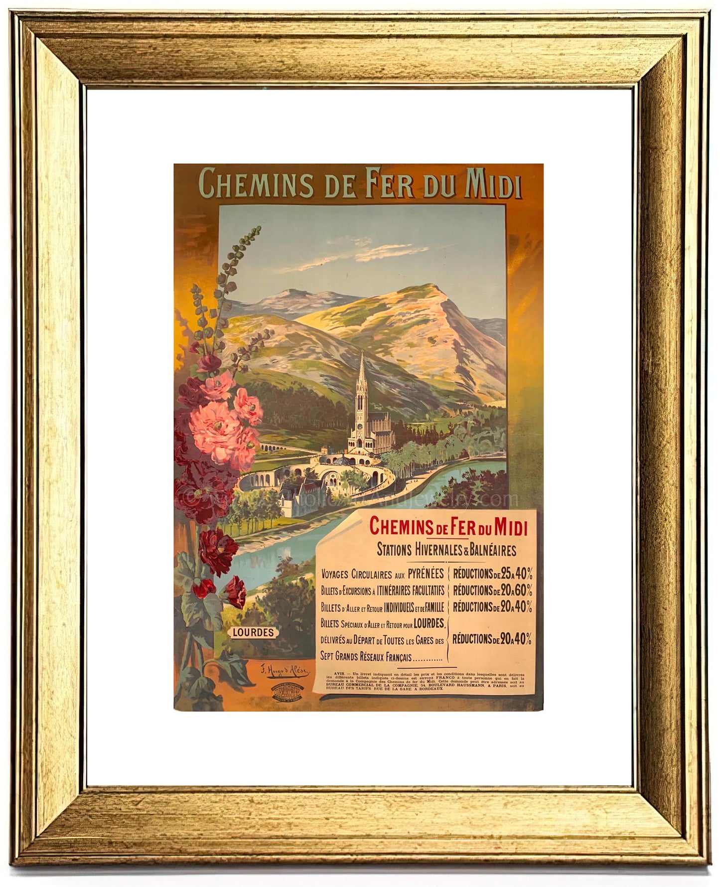 Lourdes Travel Poster – based on a Vintage French Travel Poster – Catholic Art Print