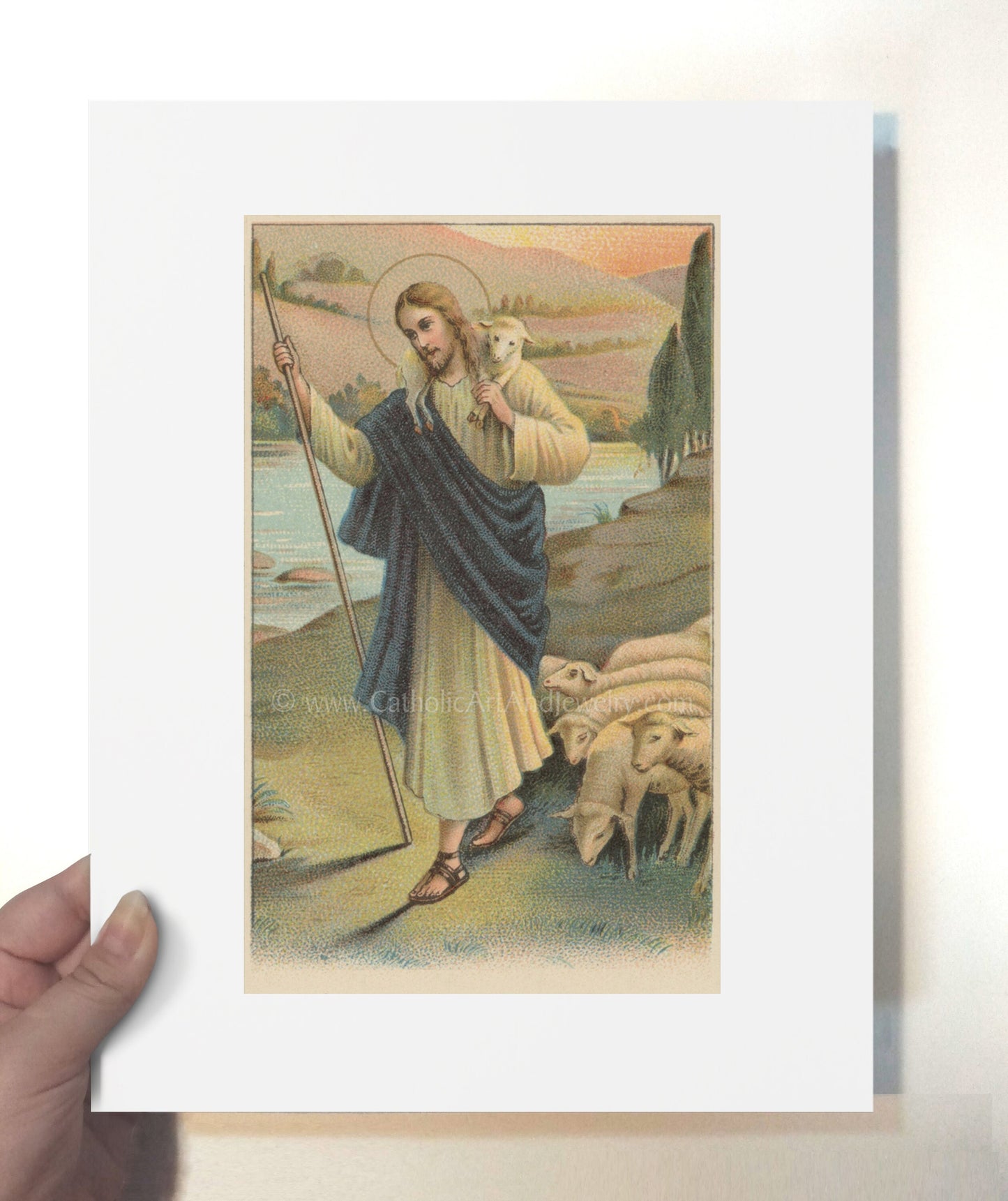 The Good Shepherd – based on a Vintage Prayer Card – Christian Art Print– Christian Gift