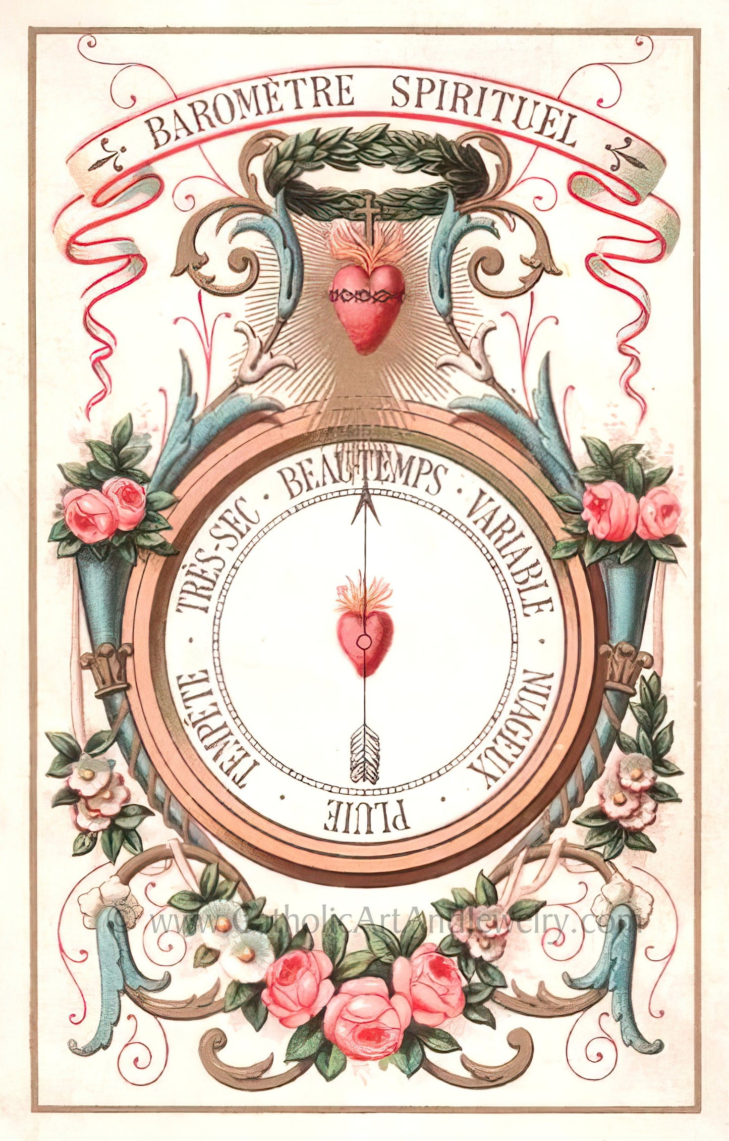 Spiritual Barometer – based on a Vintage French Holy Card – Catholic Art Print – Catholic Gift