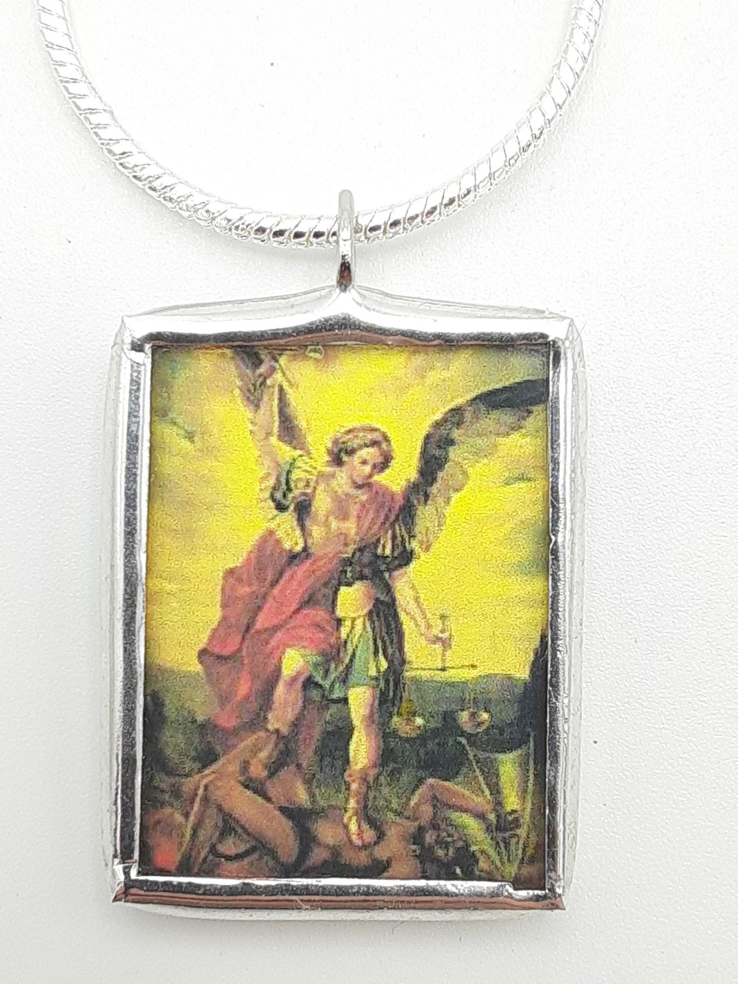 Saint Michael the Archangel - Catholic Angel Gift - Solder and Glass Medal - Boys Confirmation