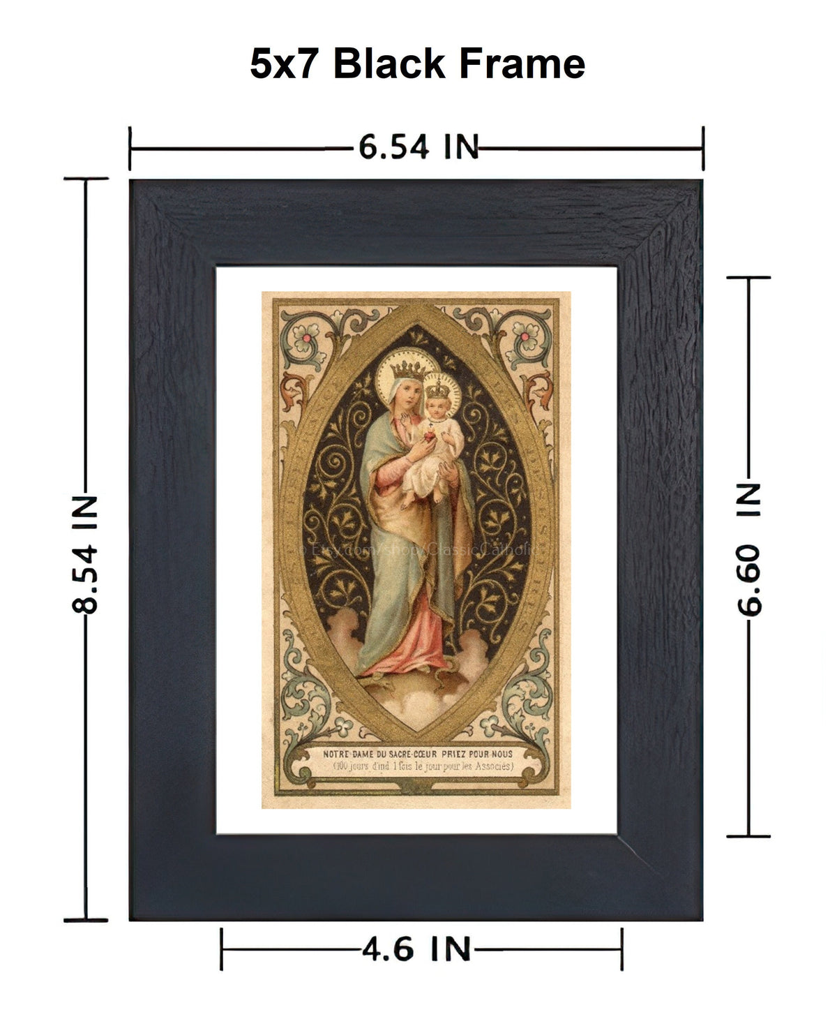 Our Lady of the Sacred Heart – based on a Vintage French Holy Card – C ...