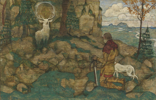 St. Hubert – Patron of Hunters – 3 sizes – Egon Schiele – Catholic Art Print – Archival Quality