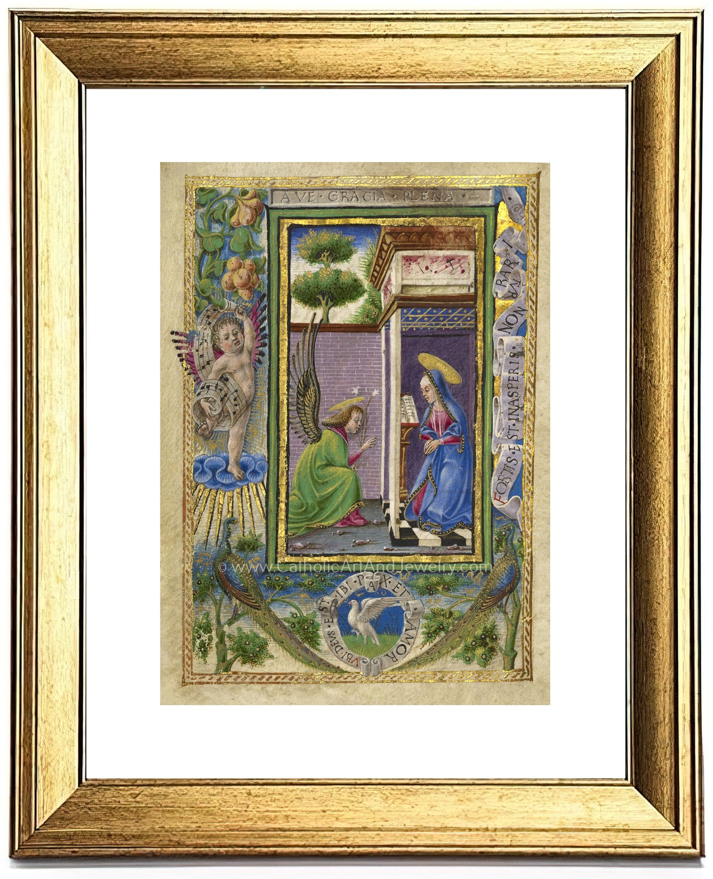 The Annunciation – Medieval Illuminated Manuscript – Catholic Art Print – Archival Quality
