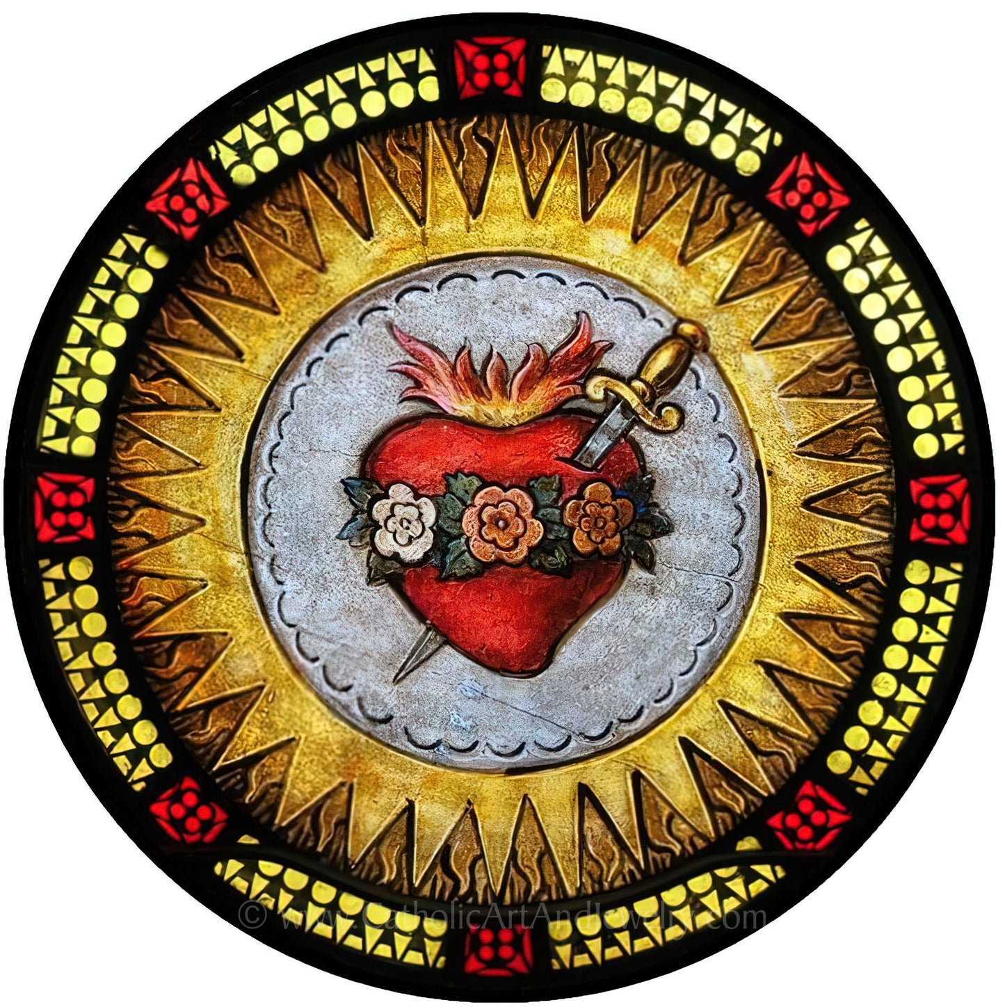 Sticker–Immaculate Heart of Mary–from Stained Glass – Catholic Sticker – High Quality Vinyl