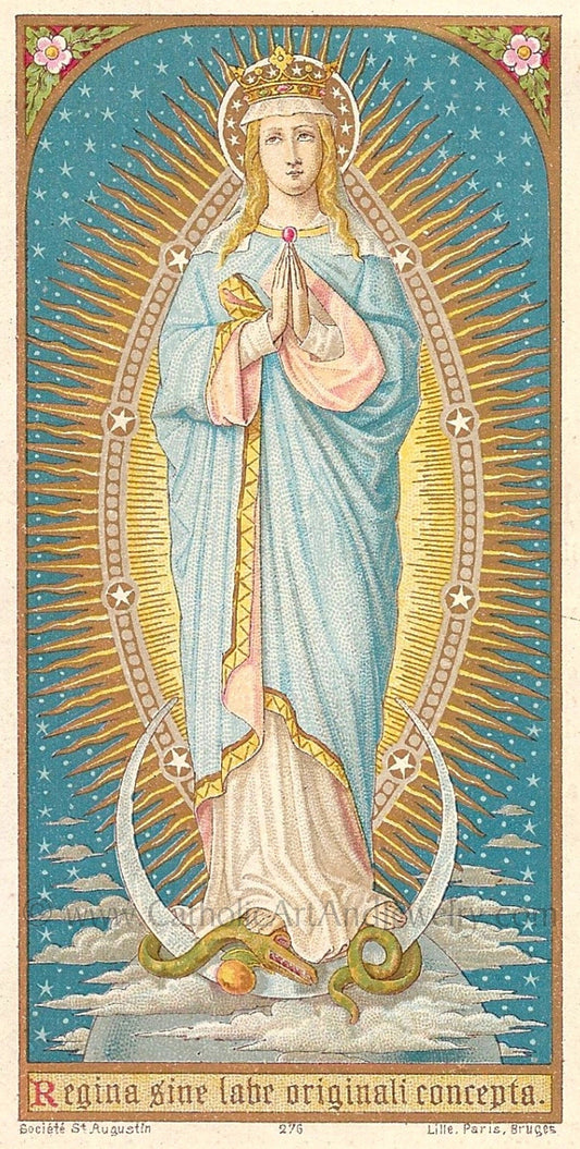 The Immaculate Conception – based on a Vintage Holy Card – Catholic Art Print – Archival Quality