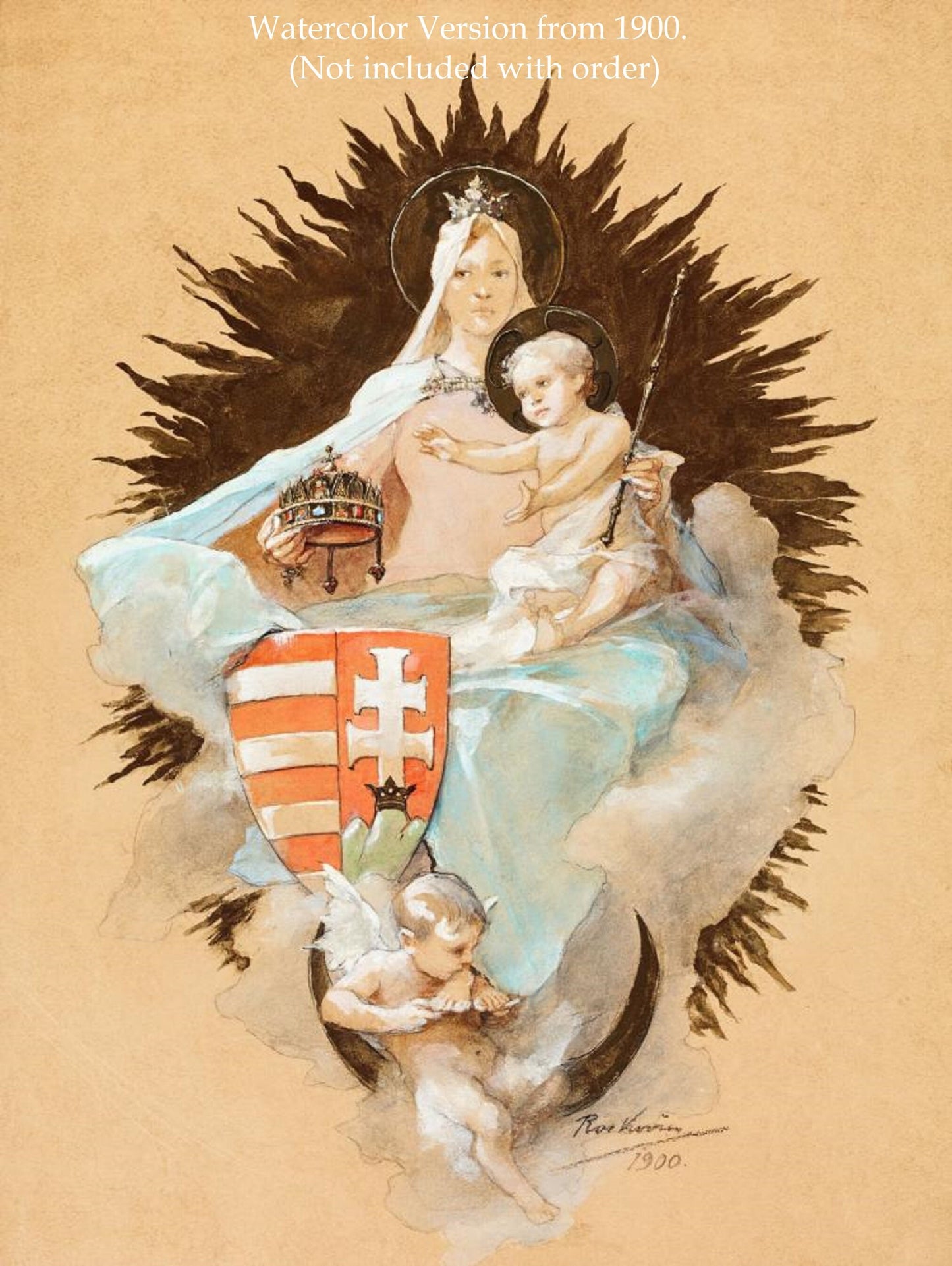 Magna Domina Hungarorum – Madonna and Child – 5 sizes – by Ignác Roskovics – Catholic Art Print