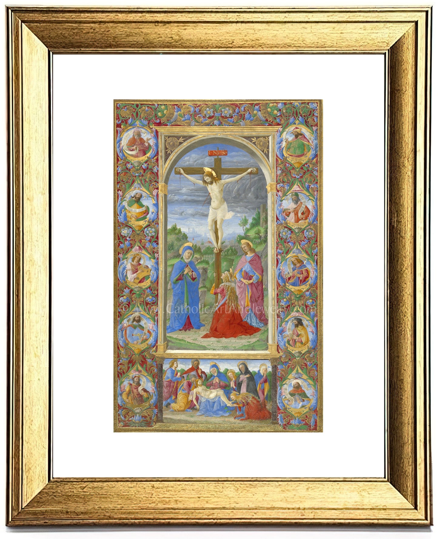 The Crucifixion – from a Missal of Pope Innocent VIII– Medieval Catholic Art Print – Archival Quality – Hi Res– Catholic Gift–Devotional Art
