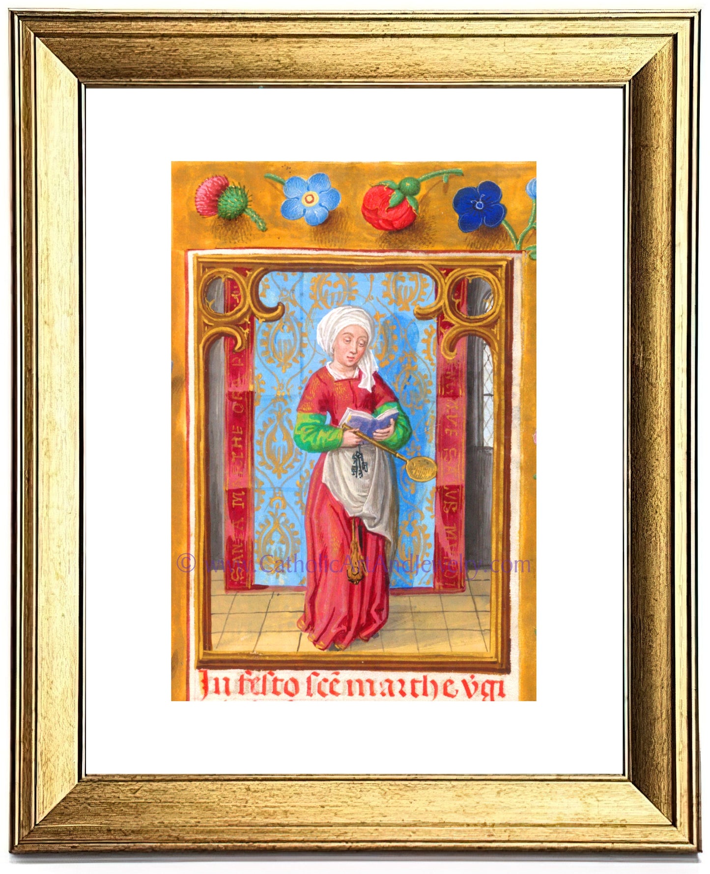 Saint Martha of Bethany – Patron Saint of Housewives – from an Illuminated Manuscript – Catholic Art Print – Catholic Gift for Her