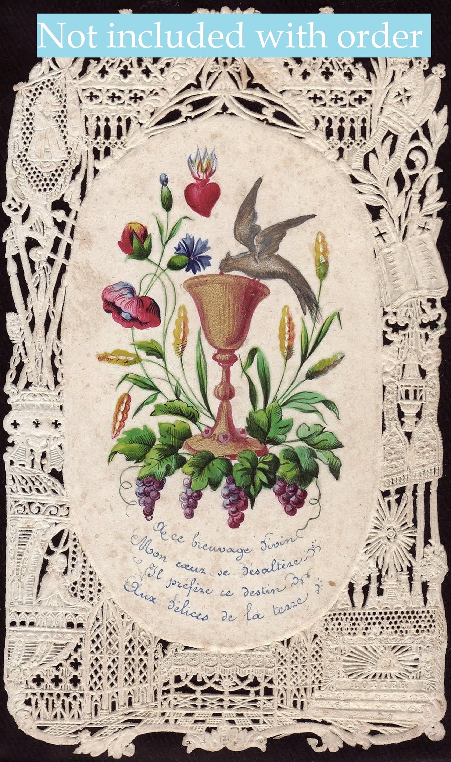 Eucharist with Dove – based on a Vintage French Holy Card – Catholic Art Print – Catholic Gift