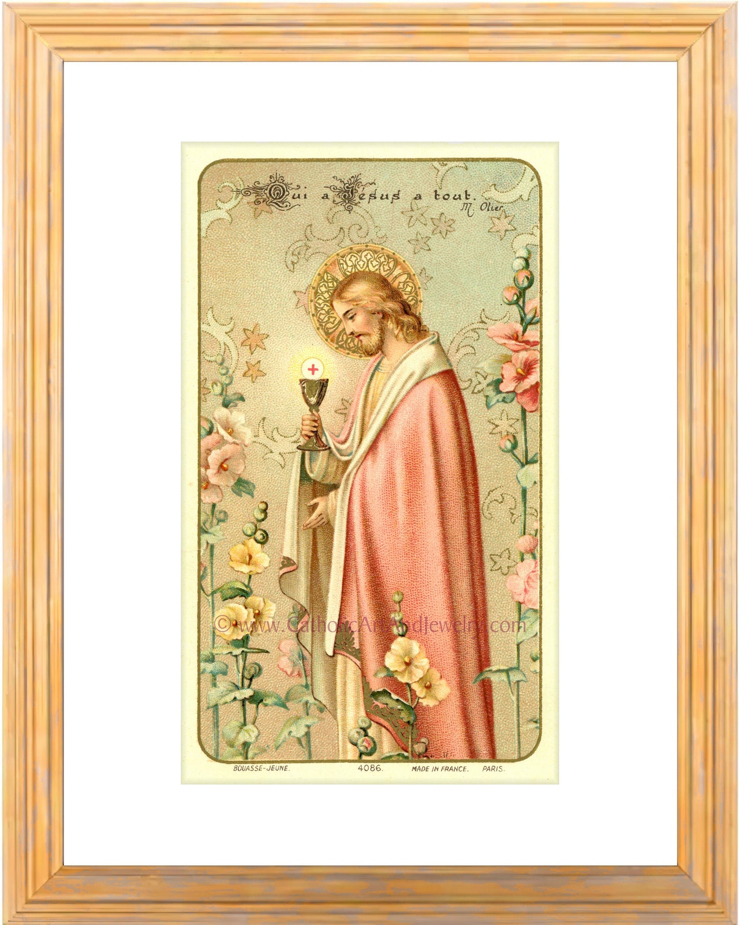 Jesus Holding the Eucharist– Bouasse-Jeune / First Communion Gift / Vintage Catholic Art Print – Archival Quality – Catholic Wall Art