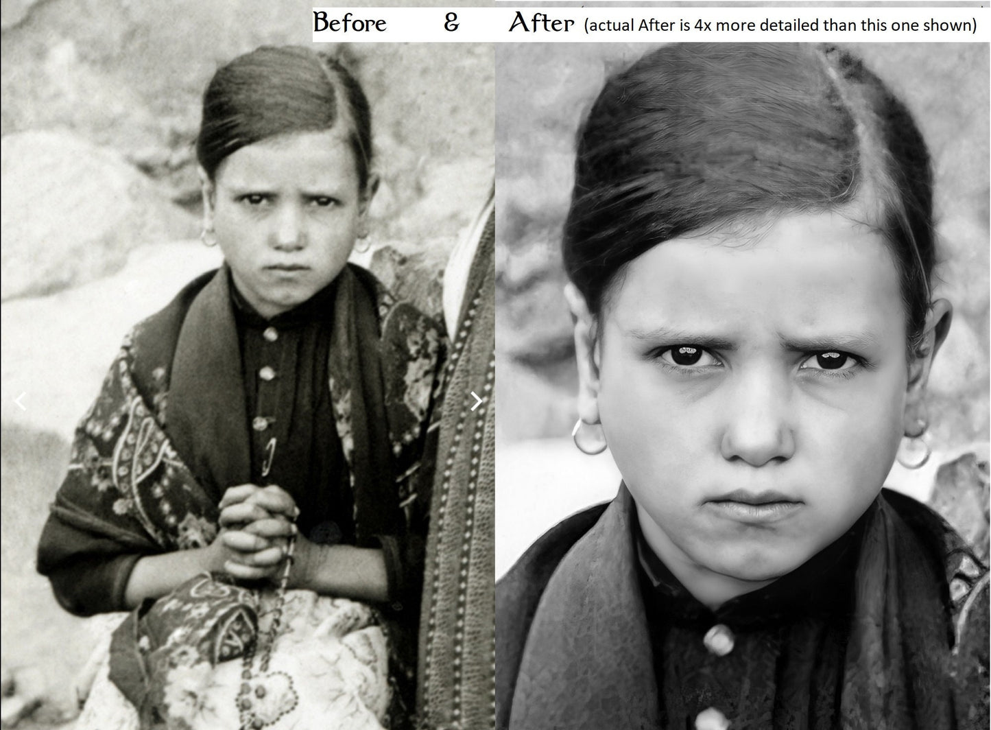 Exclusive! St. Jacinta of Fatima - AI Restored Photo! - 3 sizes - Vintage Catholic Art