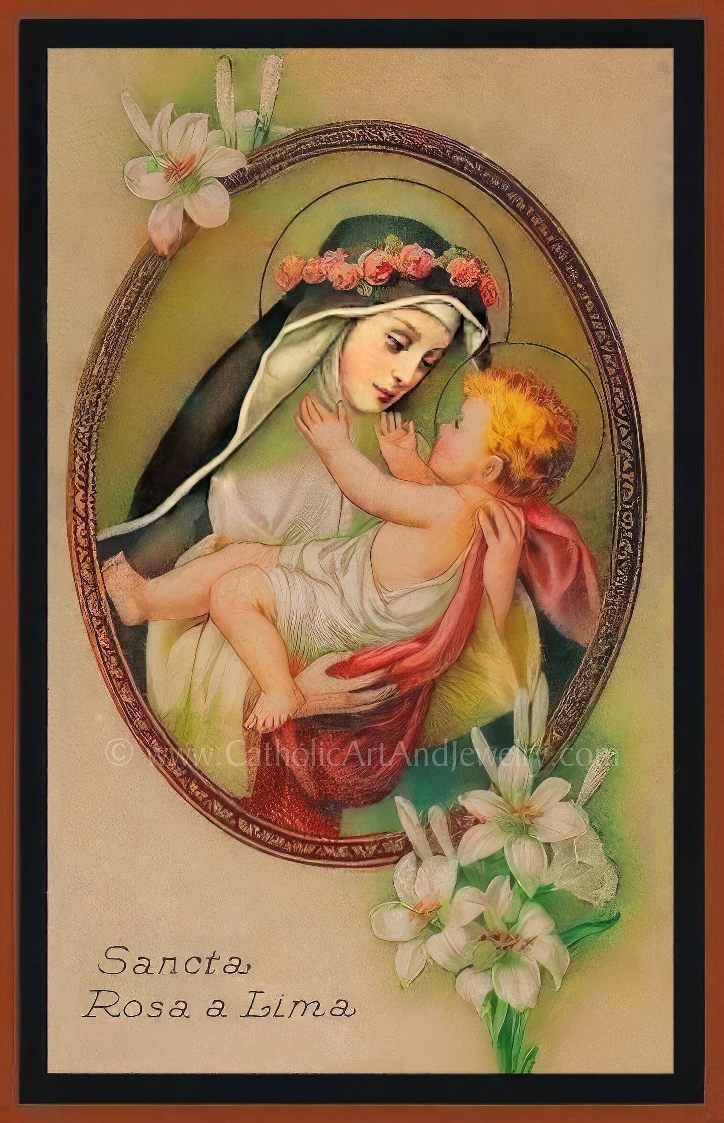 St. Rose of Lima – Based on a Vintage Holy Card – 3 sizes – Catholic Gift – Archival Quality