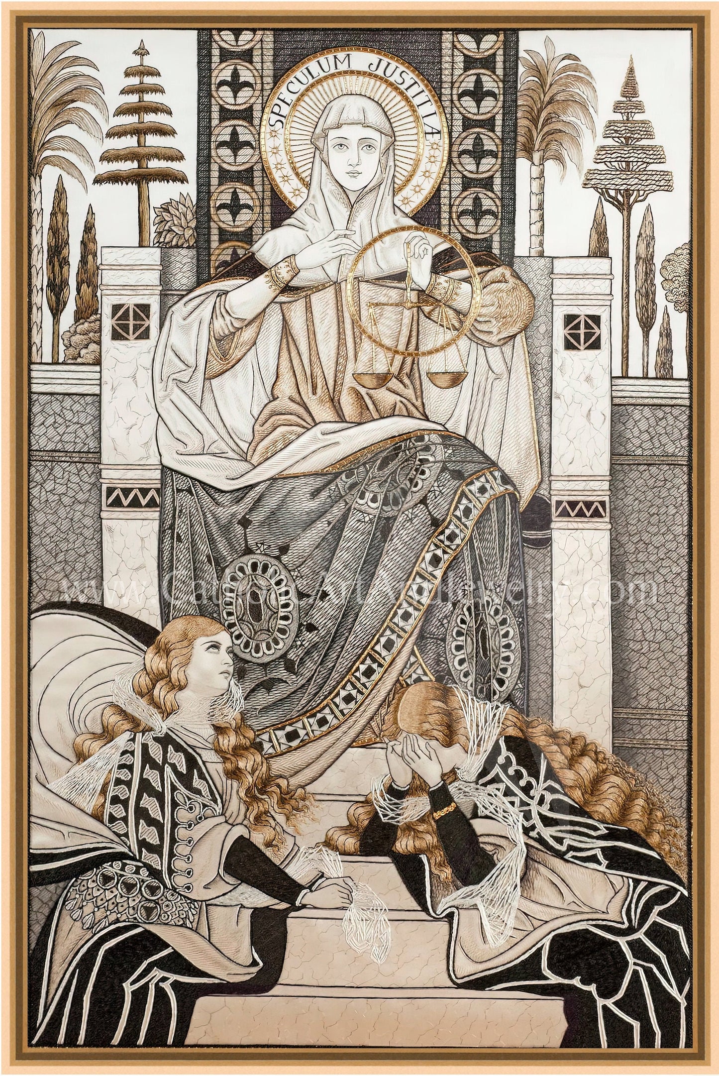 Mirror of Justice – Speculum Justitiae – Embroideries – Vintage Catholic Art Print – Archival Quality