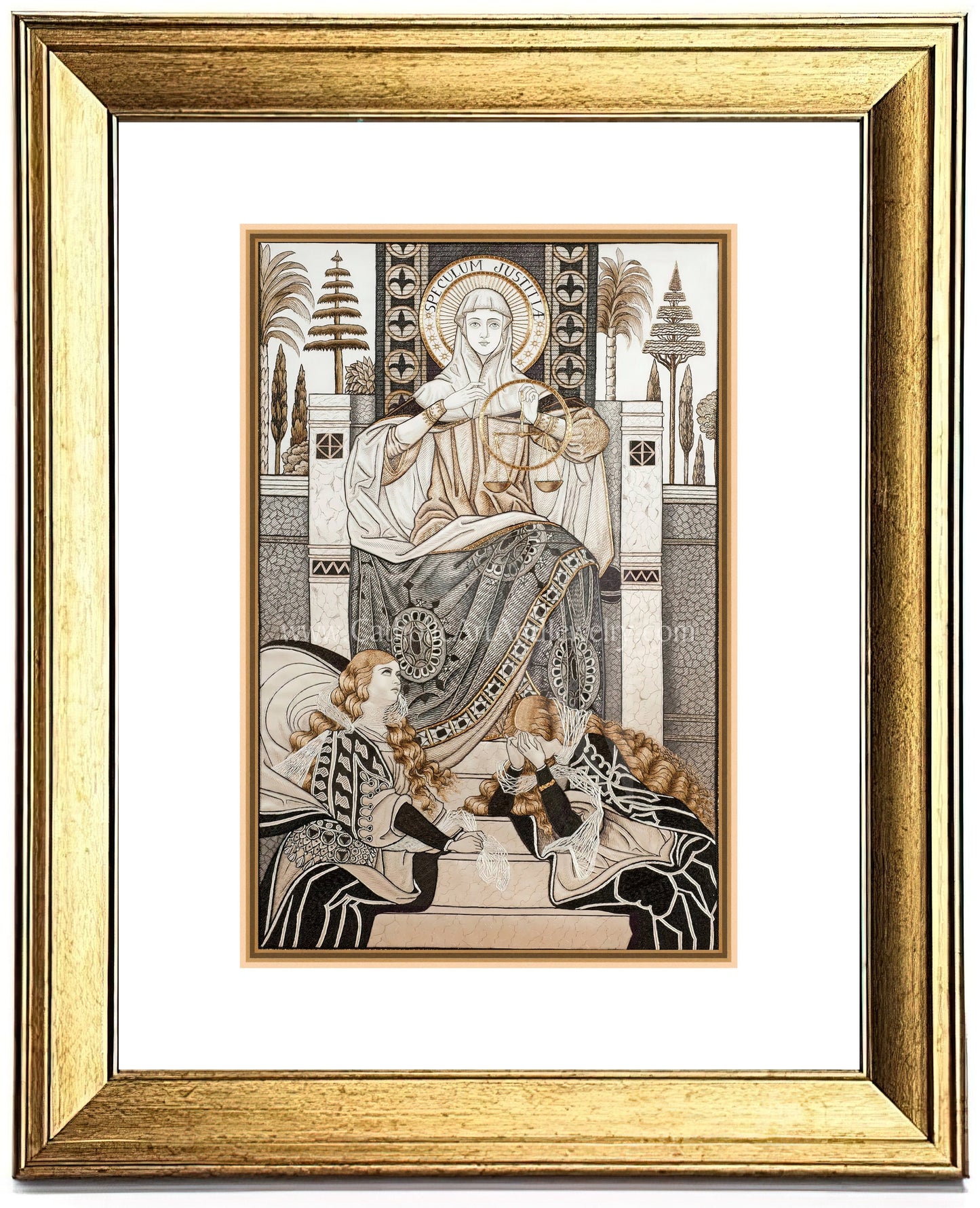 Mirror of Justice – Speculum Justitiae – Embroideries – Vintage Catholic Art Print – Archival Quality