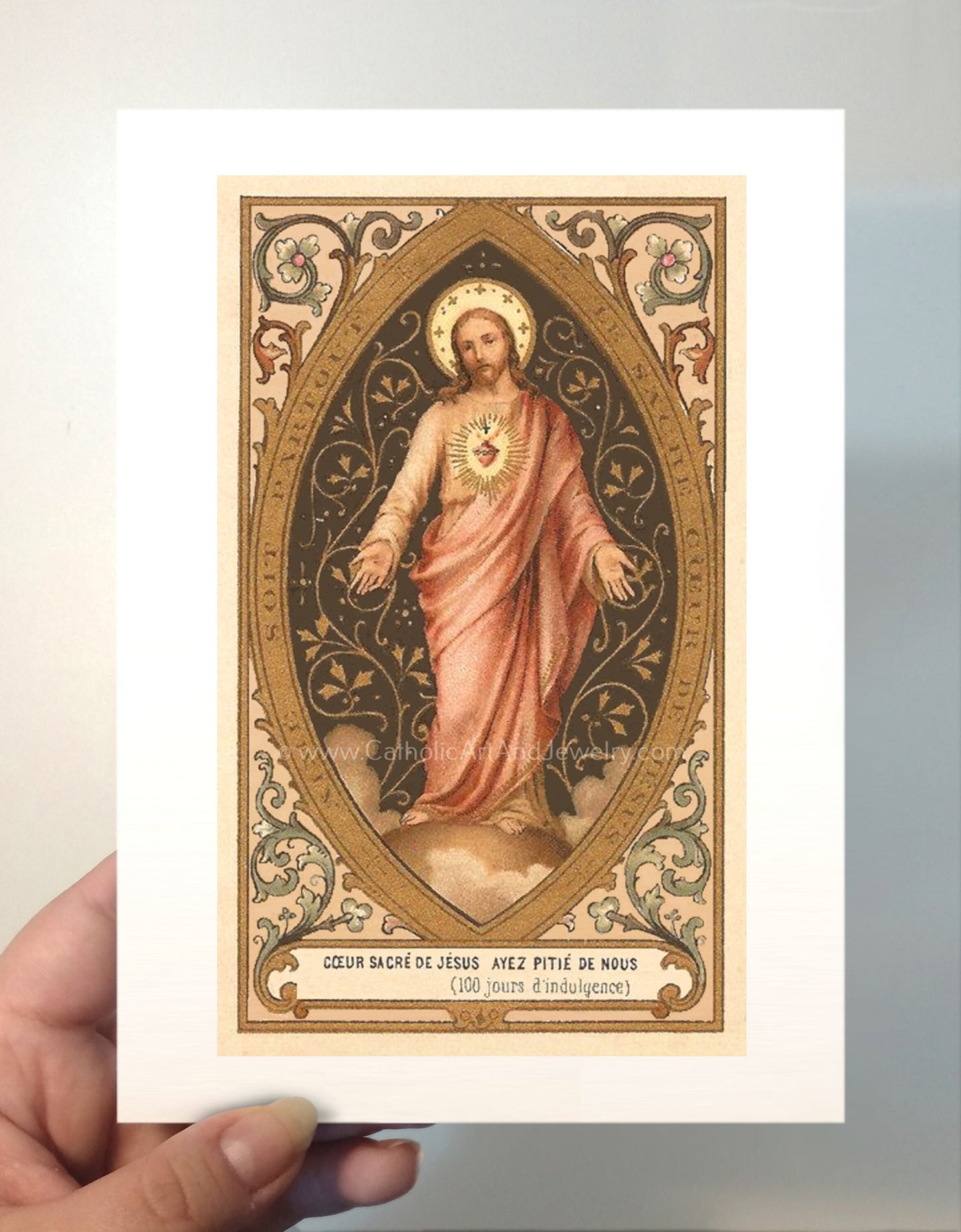 Sacred Heart of Jesus – based on a Vintage French Holy Card – Catholic Art Print – Archival Quality