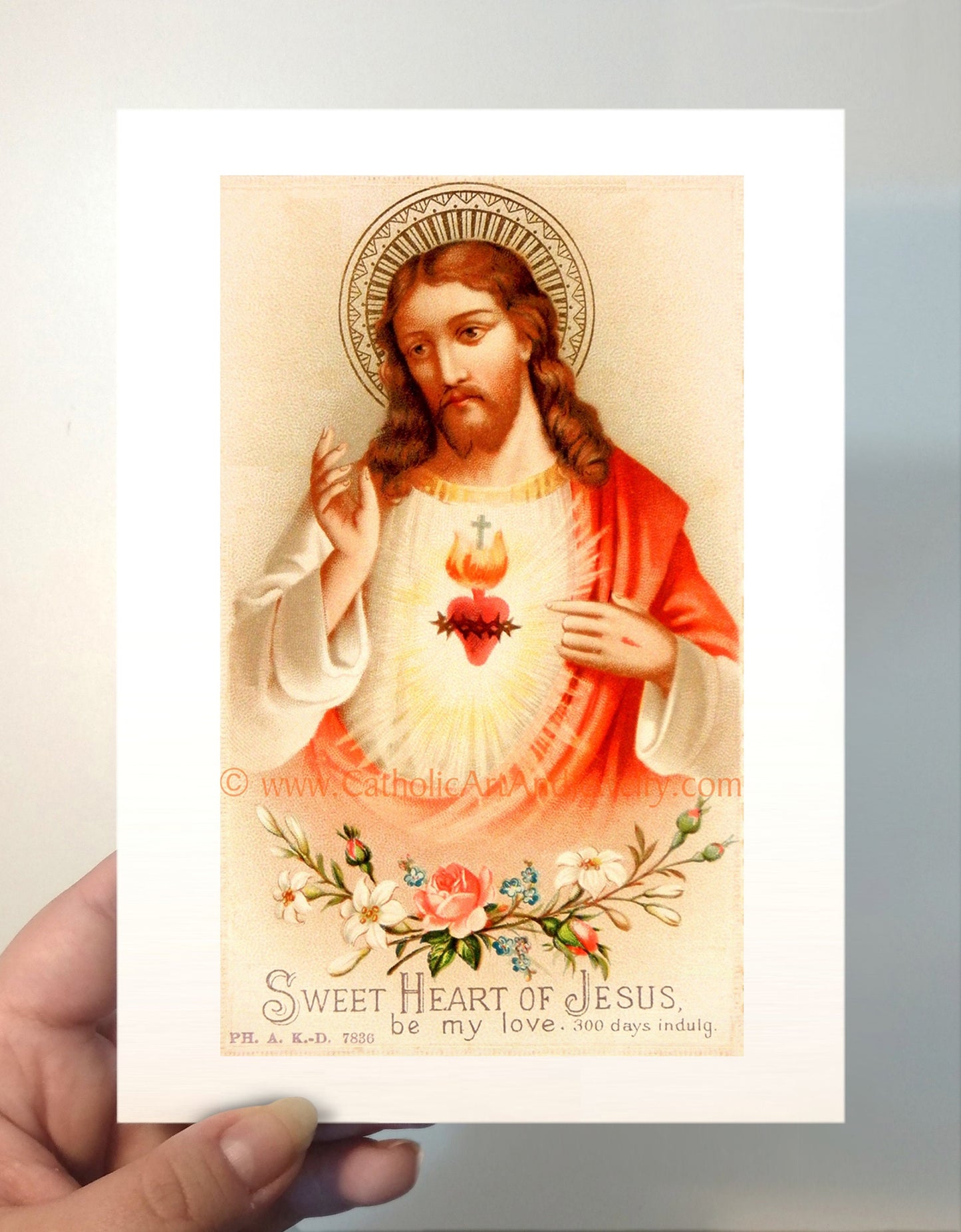 Sacred Heart of Jesus –Sweet Heart of Jesus based on a Vintage American Holy Card – Catholic Art Print – Archival – Catholic Gift