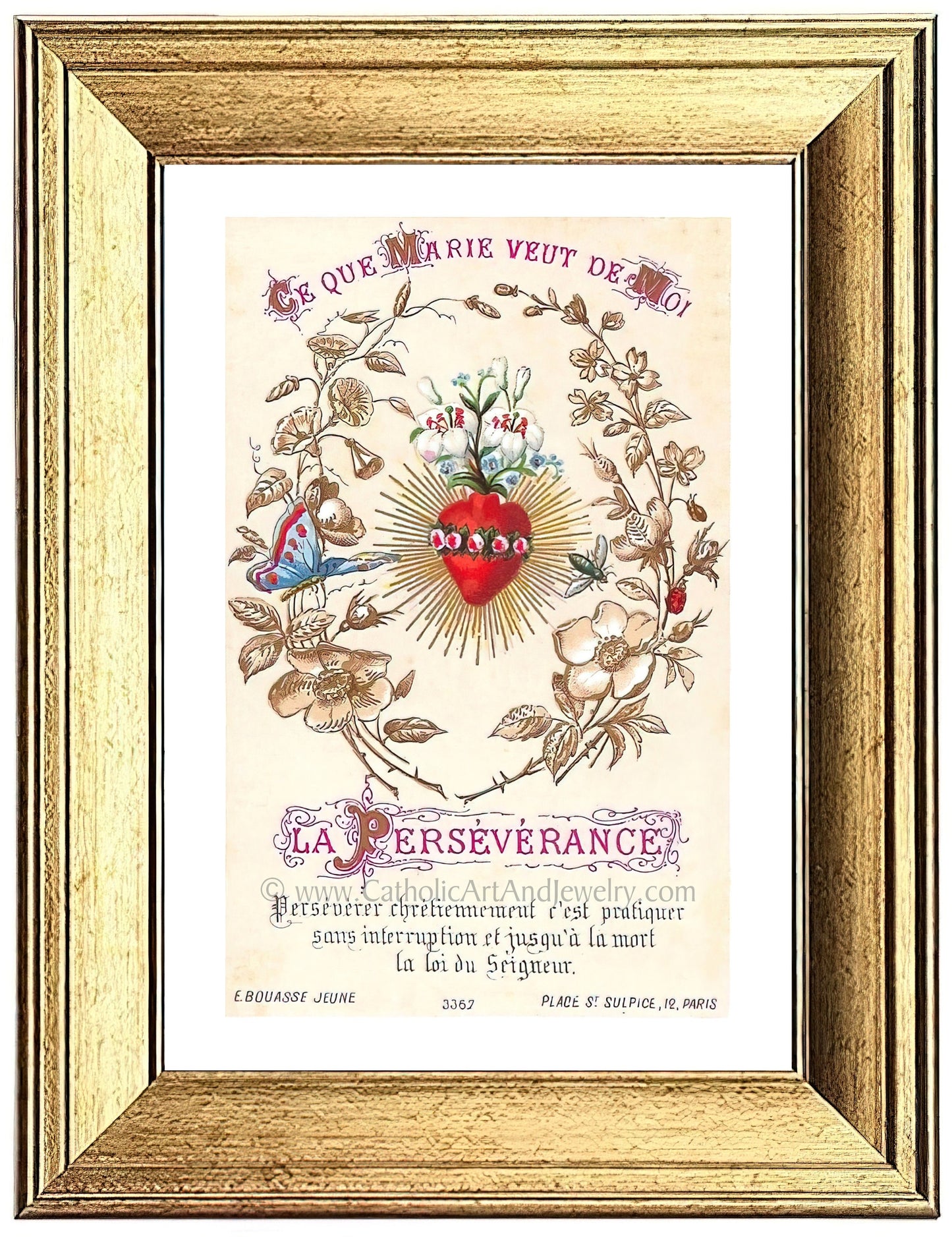 Perseverance – Based on a Vintage French Holy Card – Catholic Art